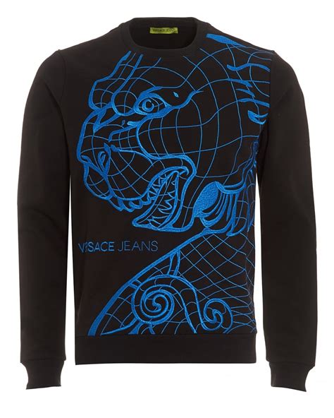 versace jeans tiger sweater black blue|Versace Jeans sweatshirt.